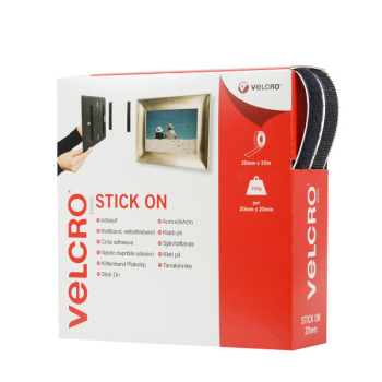 VELCRO® Brand Stick-on tape 10m x 20mm BLACK