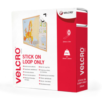 VELCRO® Brand Stick-on tape 10m x 20mm WHITE LOOP