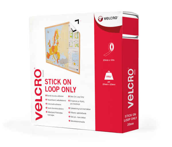 VELCRO® Brand Stick-on tape 10m x 20mm WHITE LOOP