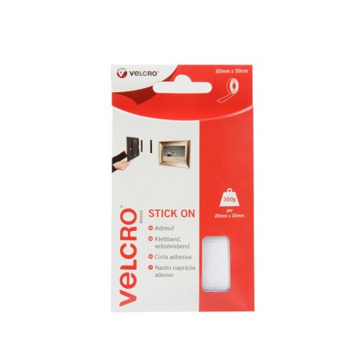 VELCRO® Brand Stick-on tape 50cm x 20mm WHITE
