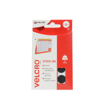 VELCRO® Brand 16 pairs Stick-on coins 16mm BLACK