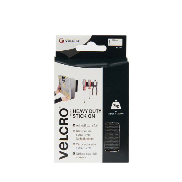 VELCRO® Brand heavy duty 100mm x 50mm Stick-on tape BLACK