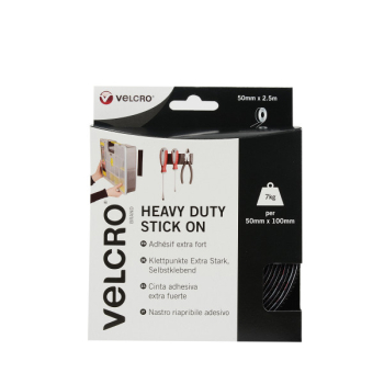 VELCRO® Brand heavy duty 2.5m x 50mm Stick-on tape BLACK
