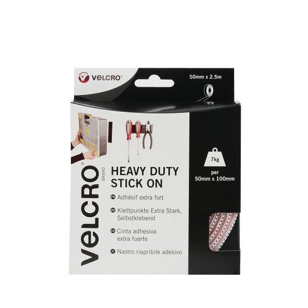 VELCRO® Brand heavy duty 2.5m x 50mm Stick-on tape WHITE