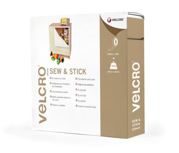 VELCRO® Brand Sew & Stick 10m x 20mm tape WHITE