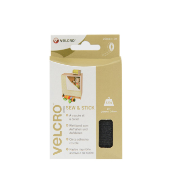 VELCRO® Brand Sew & Stick 1m x 20mm tape BLACK