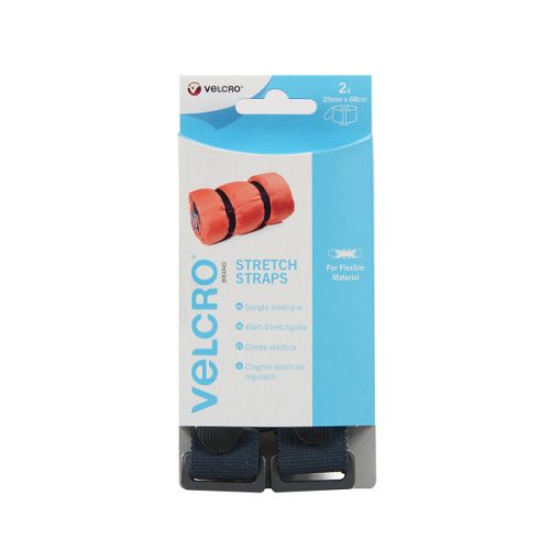 VELCRO® Brand 2 Stretch straps 68cm x 25mm BLACK